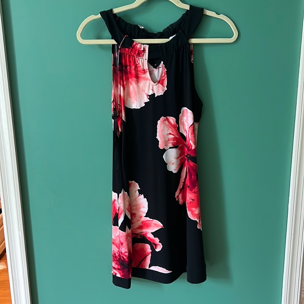 White House, Black market, black halter with pink flowers, size small